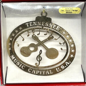 Tennessee Music‎ Capital USA 24k Gold Plate Brass Christmas Ornament